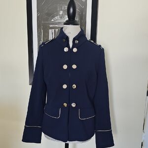 NWT Chico's sz 0 ( small ) navy with gold accents blazer
